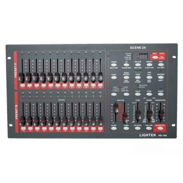 השכרת פיקוד תאורה 24 ערוצים Lightek HD-104