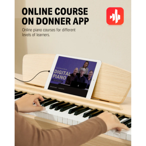 ⁦פסנתר חשמלי רטרו חום בהיר DONNER DDP-80 EC6770⁩ – תמונה ⁦3⁩