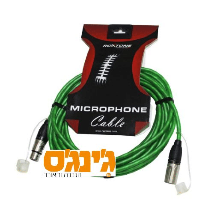 כבל XLR בצבע ירוק באורך 5 מטר Roxtone