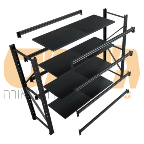 ⁦יחידת מדפים שחורה אורך 200 | עומק 60 | גובה 200 ס"מ⁩ – תמונה ⁦7⁩
