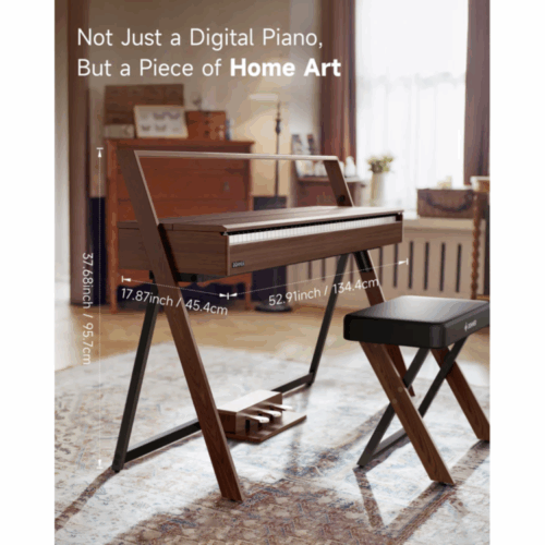 ⁦פסנתר חשמלי רהיט בצבע DONNER OURA R300 EC7133 Walnut wood⁩ – תמונה ⁦3⁩