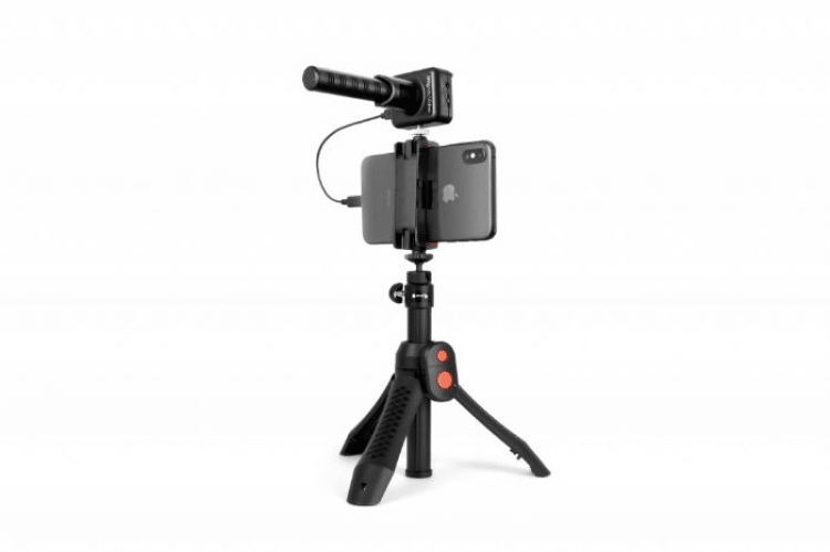 ערכת מיקרופון Shotgun דיגיטלי איכותי + סטנד מקצועי IK Multimedia iRig Mic Video Bundle