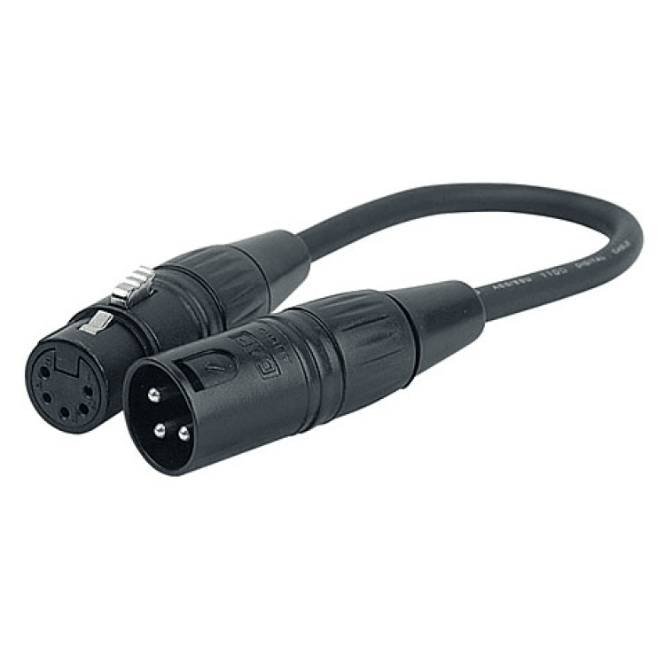 מעביר XLR 5PIN-3PIN באורך 30 ס”מ Roxtone