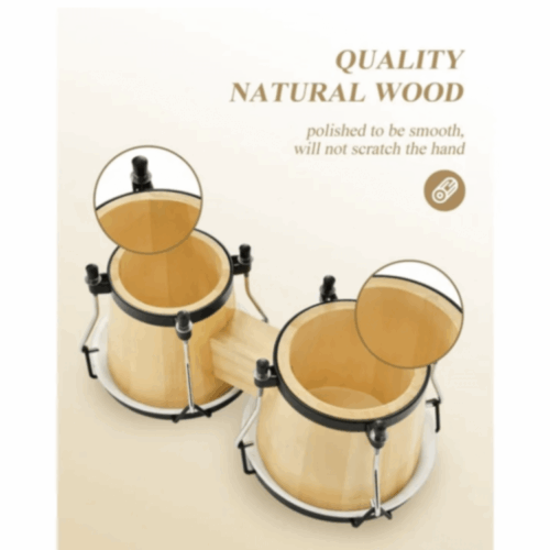 ⁦בונגוס בצבע טבעי עם תיק EASTAR Bongo Drums EBO1⁩ – תמונה ⁦2⁩