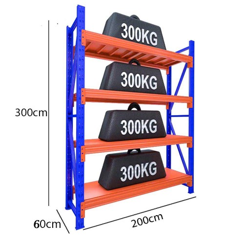 יחידת מדפים למחסן אורך 200 | עומק 60 | גובה 300 ס"מ