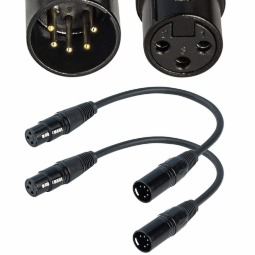 מעביר XLR 5PIN-3PIN באורך 30 ס”מ Roxtone