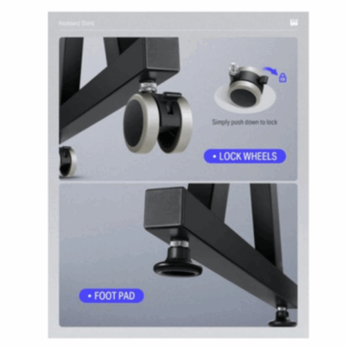 ⁦סטנד קלידים מתכוונן עם גלגלים DONNER DN-EC2022⁩ – תמונה ⁦3⁩