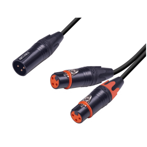 כבל מפצל XLR זכר ל2 נקבות Y-SPLIT באורך 1מ’ ABC CABLS