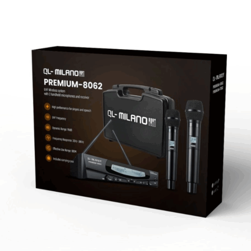 ⁦זוג מיקרופונים אלחוטיים בקייס QL Milano PREMIUM-8062⁩ – תמונה ⁦4⁩