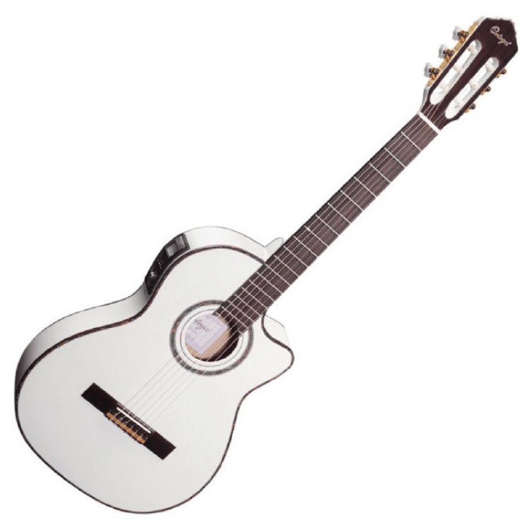 גיטרה קלאסית מוגברת בצבע לבן Ortega RCE145WH