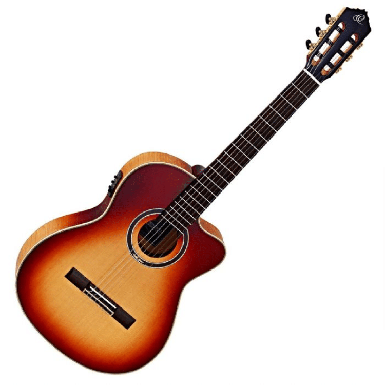 גיטרה קלאסית מוגברת בצבע Honey Burst מבית Ortega HONEYSUITEC/E