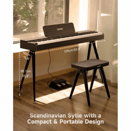 ⁦פסנתר חשמלי רהיט בצבע שחור DONNER OURA S100⁩ – תמונה ⁦3⁩