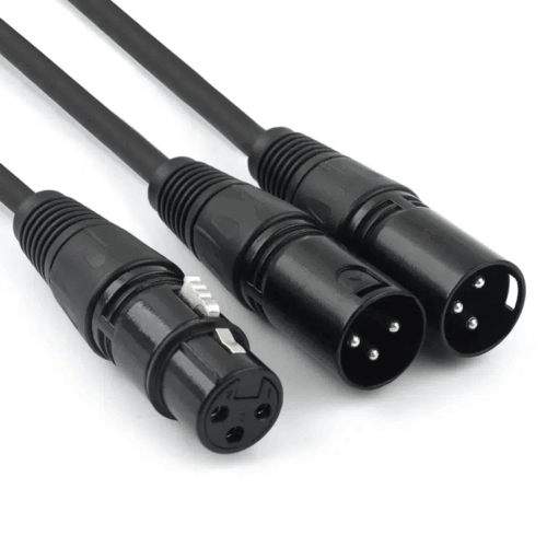 כבל מפצל כבל XLR נקבה ל-2 זכרים Y-SPLIT באורך 1 מטר ABC CABLS