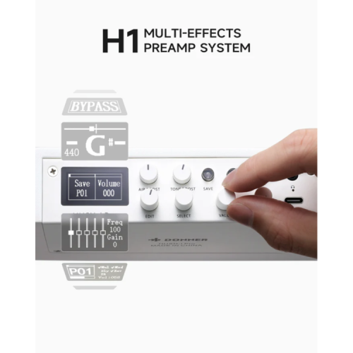 ⁦גיטרה אקוסטית חשמלית שקטה בצבע לבן DONNER HUSH I PRO EC6868⁩ – תמונה ⁦3⁩